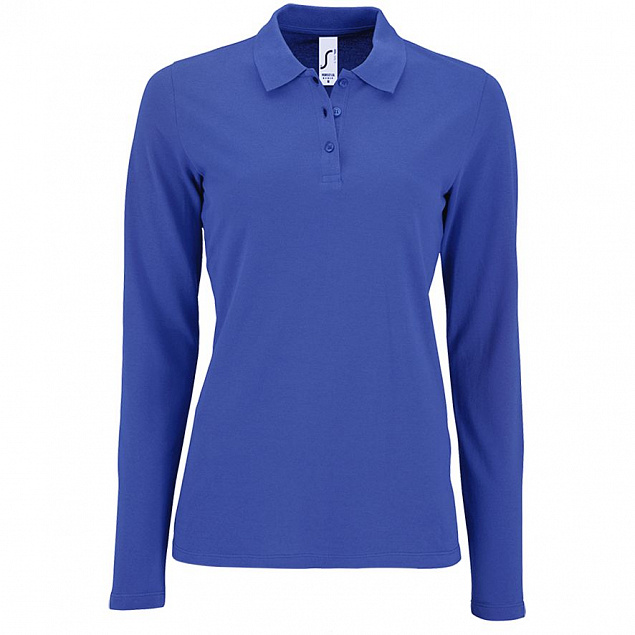 Рубашка поло женская с длинным рукавом PERFECT LSL WOMEN, ярко-синяя с логотипом в Белгороде заказать по выгодной цене в кибермаркете AvroraStore