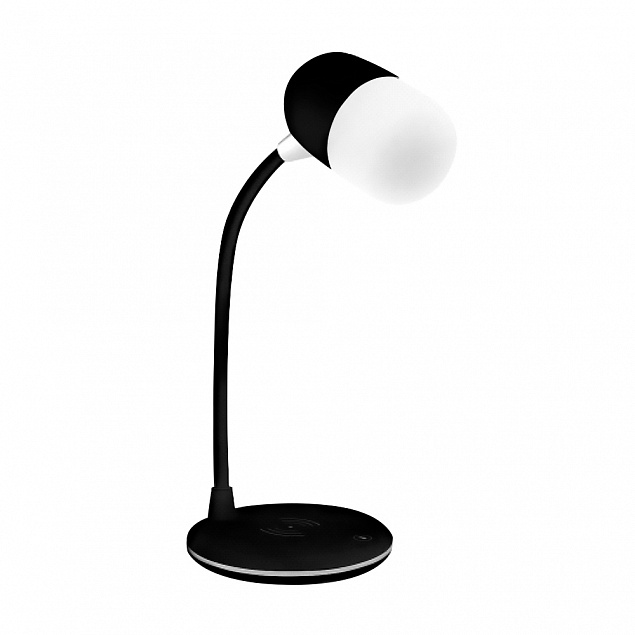 Настольная лампа "Alladin" с беспроводной зарядкой и колонкой - Черный AA с логотипом в Белгороде заказать по выгодной цене в кибермаркете AvroraStore
