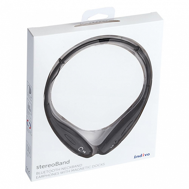 Bluetooth наушники stereoBand, черные с логотипом в Белгороде заказать по выгодной цене в кибермаркете AvroraStore
