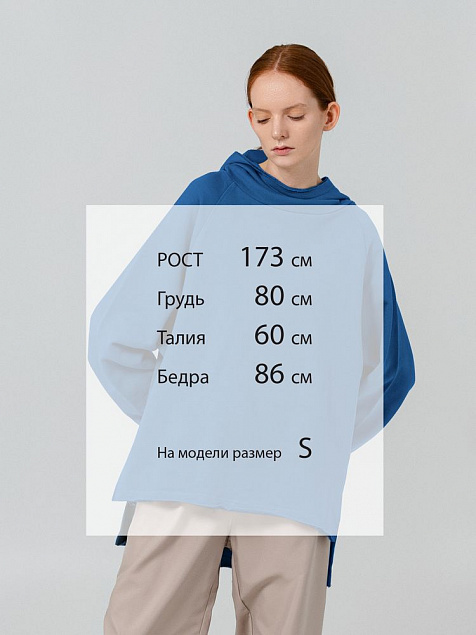 Худи Vozduh, синее с логотипом в Белгороде заказать по выгодной цене в кибермаркете AvroraStore