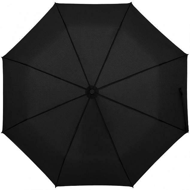 Зонт складной Clevis с ручкой-карабином, черный с логотипом в Белгороде заказать по выгодной цене в кибермаркете AvroraStore