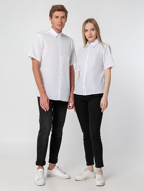 Рубашка мужская с коротким рукавом Collar, белая с логотипом в Белгороде заказать по выгодной цене в кибермаркете AvroraStore