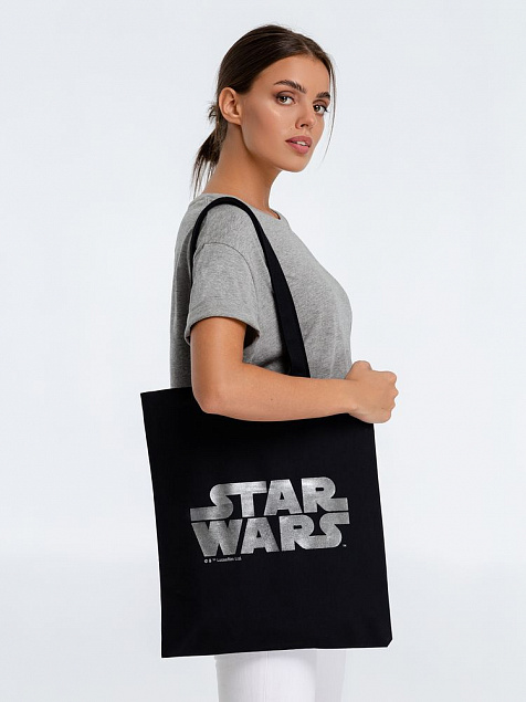 Холщовая сумка Star Wars Silver, черная с логотипом в Белгороде заказать по выгодной цене в кибермаркете AvroraStore