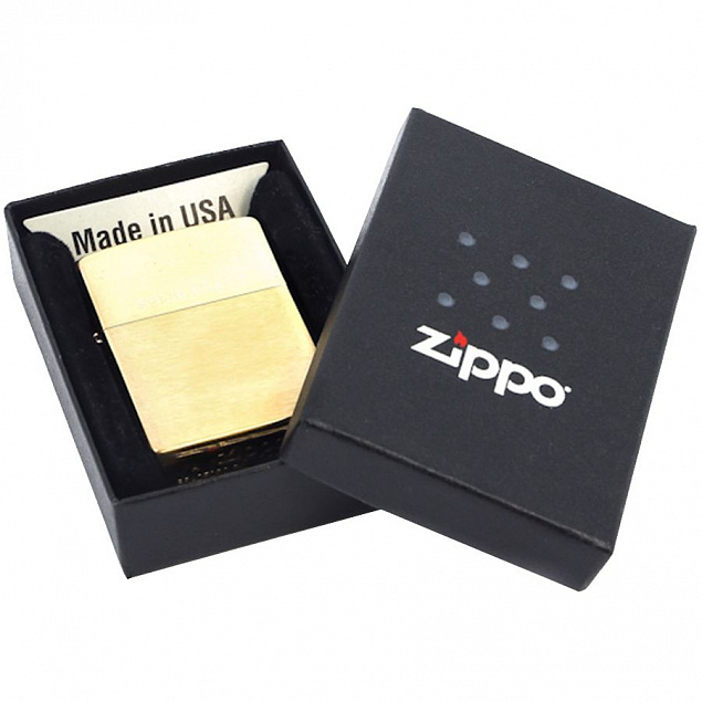 Зажигалка Zippo Classic Brushed, золотистая с логотипом в Белгороде заказать по выгодной цене в кибермаркете AvroraStore