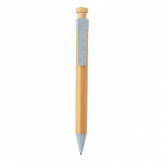 Бамбуковая ручка с клипом из пшеничной соломы с логотипом в Белгороде заказать по выгодной цене в кибермаркете AvroraStore