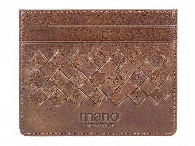 Портмоне для кредитных карт Mano Don Luca, натуральная кожа в коньячном цвете, 10,3 х 8,3 см с логотипом в Белгороде заказать по выгодной цене в кибермаркете AvroraStore
