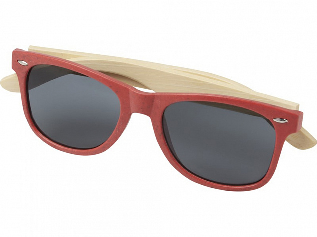 Sun Ray очки с бамбуковой оправой, красный с логотипом в Белгороде заказать по выгодной цене в кибермаркете AvroraStore