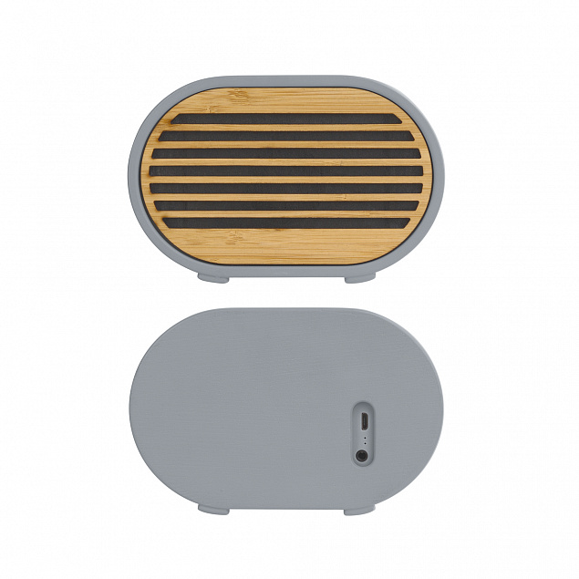 Bluetooth колонка "Stonehenge" 5Вт с беспроводным зарядным устройством, камень/бамбук с логотипом в Белгороде заказать по выгодной цене в кибермаркете AvroraStore