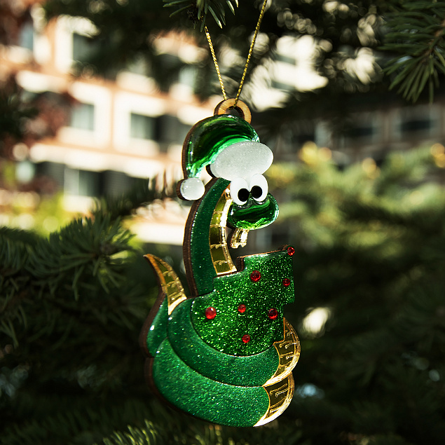 Ёлочная Игрушка Змея (зеленый) с логотипом в Белгороде заказать по выгодной цене в кибермаркете AvroraStore