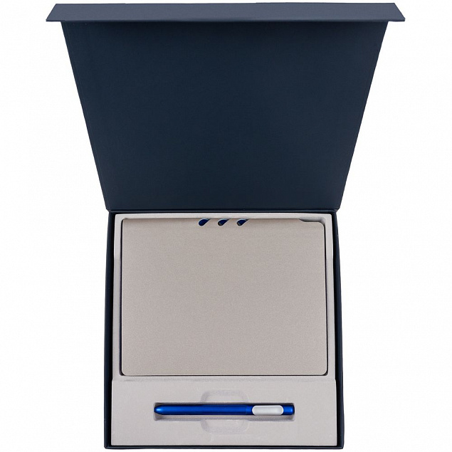 Коробка Memoria под ежедневник и ручку, синяя с логотипом в Белгороде заказать по выгодной цене в кибермаркете AvroraStore