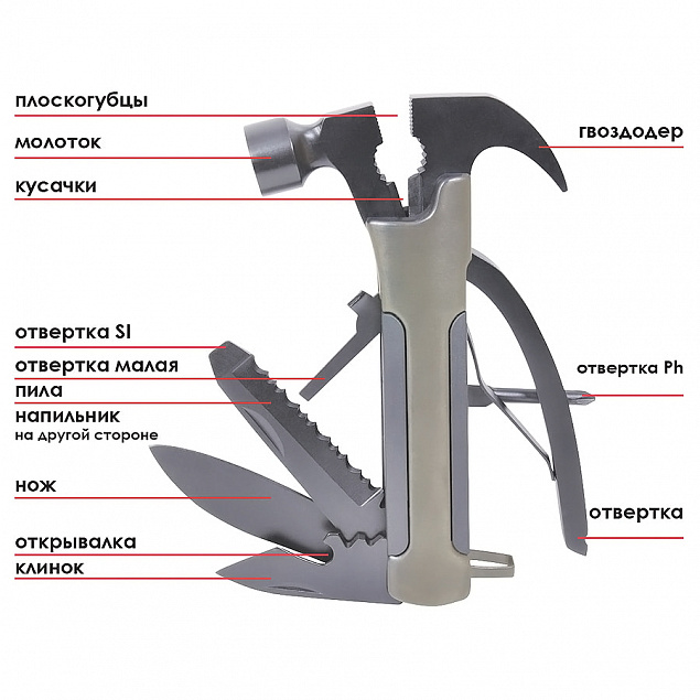 Мультиинструмент  "Hummer" в чехле, 13  функций с логотипом в Белгороде заказать по выгодной цене в кибермаркете AvroraStore
