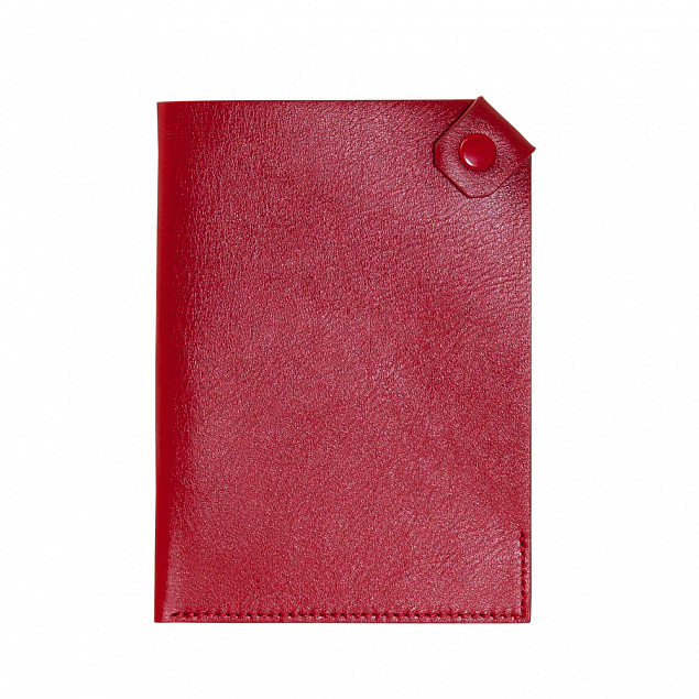 Чехол для паспорта PURE 140*90 мм., застежка на кнопке, натуральная кожа (фактурная), красный с логотипом в Белгороде заказать по выгодной цене в кибермаркете AvroraStore