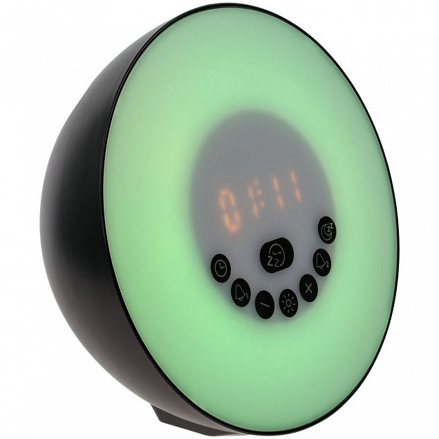 Лампа-колонка dreamTime для пробуждения светом и музыкой, черная с логотипом в Белгороде заказать по выгодной цене в кибермаркете AvroraStore
