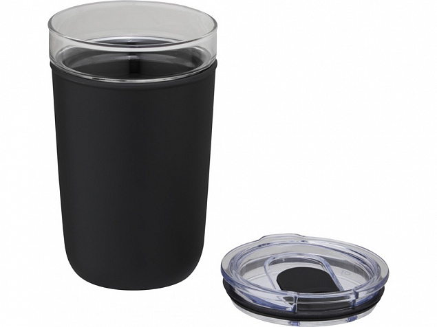 Bello, стеклянная кружка объемом 420 мл с внешней стенкой из переработанного пластика, черный с логотипом в Белгороде заказать по выгодной цене в кибермаркете AvroraStore