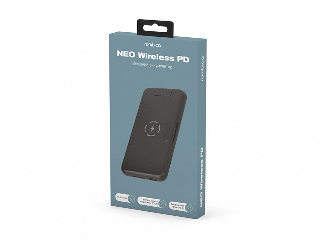 Внешний беспроводной аккумулятор «NEO Wireless PD», 10000 mAh с логотипом в Белгороде заказать по выгодной цене в кибермаркете AvroraStore