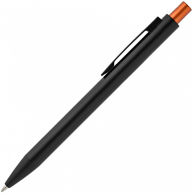 Ручка шариковая Chromatic, черная с оранжевым с логотипом в Белгороде заказать по выгодной цене в кибермаркете AvroraStore