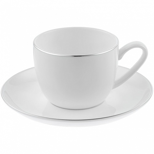 Кофейная пара Mansion Select, белая с серебристой отводкой с логотипом в Белгороде заказать по выгодной цене в кибермаркете AvroraStore
