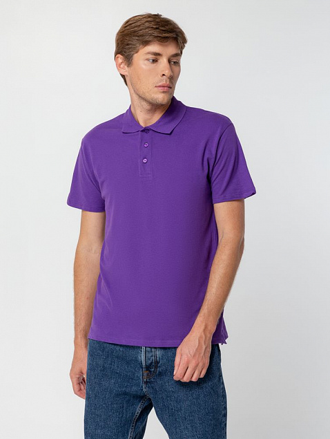 Рубашка поло мужская SUMMER 170, темно-фиолетовая с логотипом в Белгороде заказать по выгодной цене в кибермаркете AvroraStore