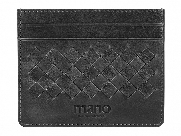 Портмоне для кредитных карт Mano Don Luca, натуральная кожа в черном цвете, 10,3 х 8,3 см с логотипом в Белгороде заказать по выгодной цене в кибермаркете AvroraStore