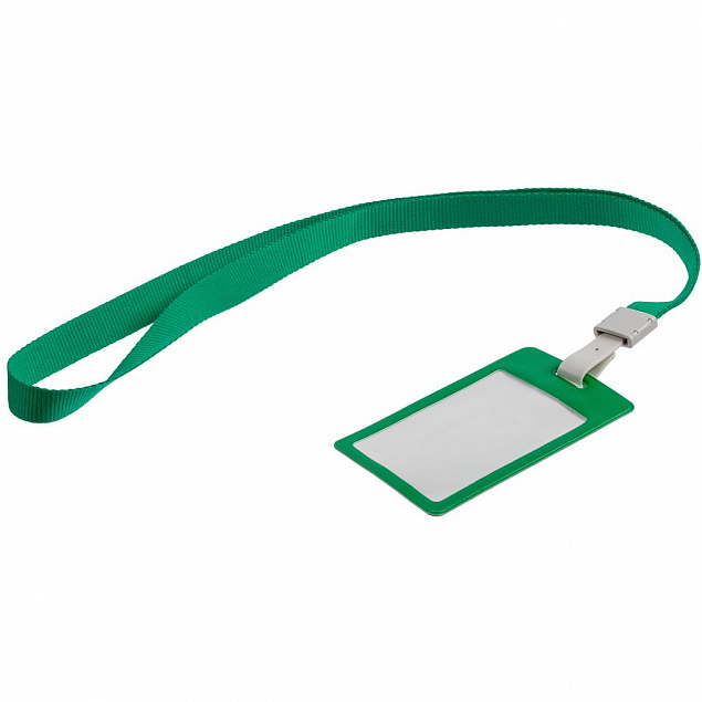Карман для бейджа с лентой Staff, зеленый с логотипом в Белгороде заказать по выгодной цене в кибермаркете AvroraStore