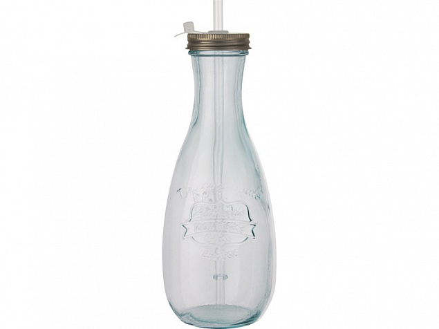 Polpa Бутылка с соломинкой из переработанного стекла , прозрачный с логотипом в Белгороде заказать по выгодной цене в кибермаркете AvroraStore