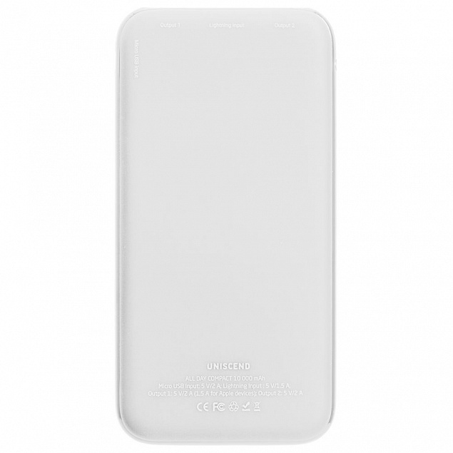 Внешний аккумулятор Uniscend All Day Compact 10 000 мAч, белый с логотипом в Белгороде заказать по выгодной цене в кибермаркете AvroraStore