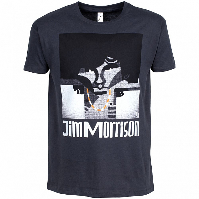 Футболка «Меламед. Jim Morrison», темно-серая с логотипом в Белгороде заказать по выгодной цене в кибермаркете AvroraStore