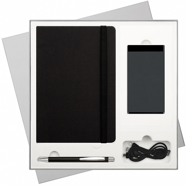 Подарочный набор Portobello/Canyon BtoBook черный (Ежедневник недат А5, Ручка, Power Bank) с логотипом в Белгороде заказать по выгодной цене в кибермаркете AvroraStore