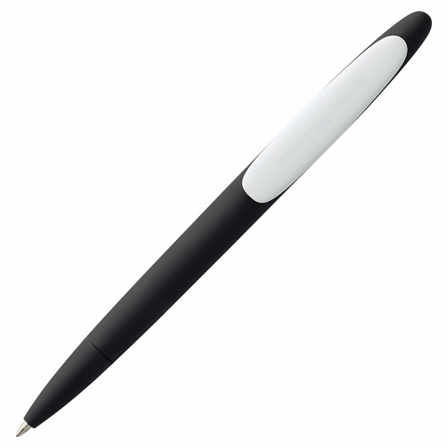 Ручка шариковая Prodir DS5 TRR-P Soft Touch, черная с белым с логотипом в Белгороде заказать по выгодной цене в кибермаркете AvroraStore