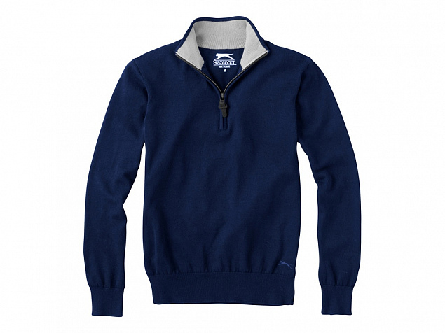 Пуловер Set с застежкой на четверть длины, т.синий/серый с логотипом в Белгороде заказать по выгодной цене в кибермаркете AvroraStore