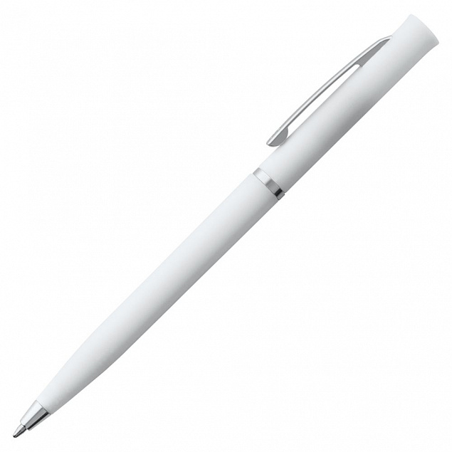 Ручка шариковая Euro Chrome, белая с логотипом в Белгороде заказать по выгодной цене в кибермаркете AvroraStore