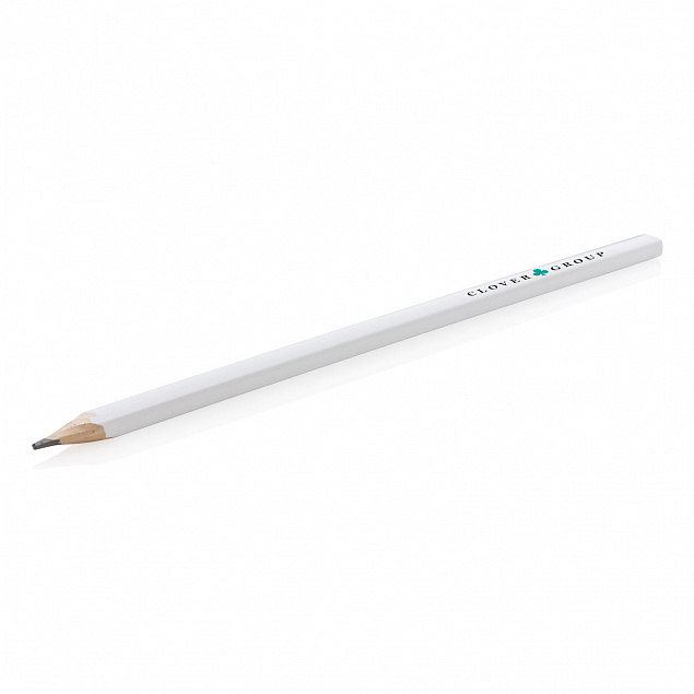 Деревянный карандаш, 25 см, белый с логотипом в Белгороде заказать по выгодной цене в кибермаркете AvroraStore