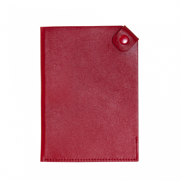 Чехол для паспорта PURE 140*90 мм., застежка на кнопке, натуральная кожа (гладкая), красный с логотипом в Белгороде заказать по выгодной цене в кибермаркете AvroraStore
