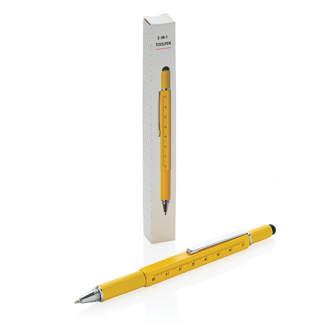 Многофункциональная ручка 5 в 1, желтый с логотипом в Белгороде заказать по выгодной цене в кибермаркете AvroraStore