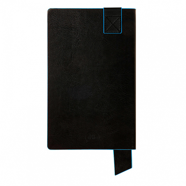 Бизнес-блокнот "Trendi", 130*210 мм, черно-голубой, мягкая обложка, в линейку с логотипом в Белгороде заказать по выгодной цене в кибермаркете AvroraStore
