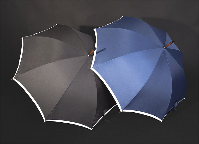 Зонт-трость светоотражающий Reflect, черный с логотипом в Белгороде заказать по выгодной цене в кибермаркете AvroraStore