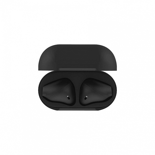 Наушники беспроводные с зарядным боксом TWS AIR SOFT, цвет черный  с логотипом в Белгороде заказать по выгодной цене в кибермаркете AvroraStore