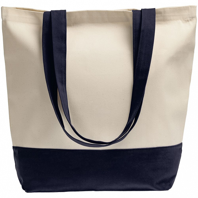 Холщовая сумка Shopaholic, темно-синяя с логотипом в Белгороде заказать по выгодной цене в кибермаркете AvroraStore