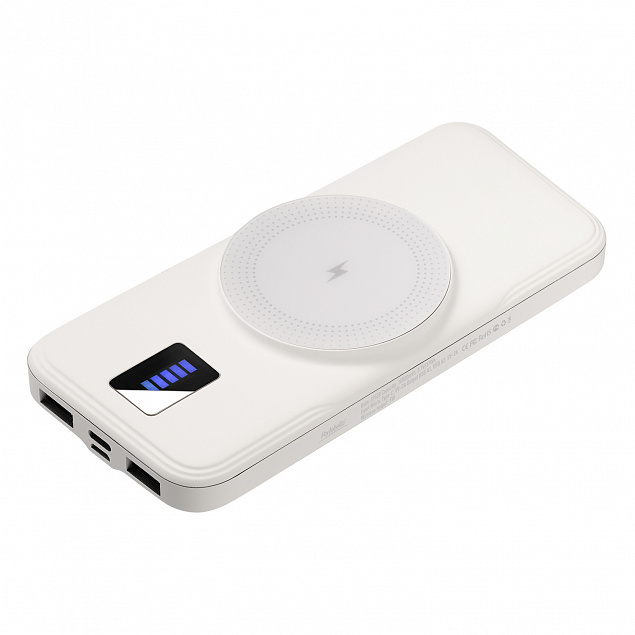 Внешний беспроводной аккумулятор, Ultra Wireless Magnetic, 10000 mah, белый с логотипом в Белгороде заказать по выгодной цене в кибермаркете AvroraStore