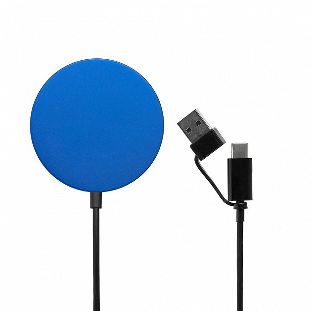Магнитное зарядное устройство Cooper Rond, 15 Вт, синее с логотипом в Белгороде заказать по выгодной цене в кибермаркете AvroraStore