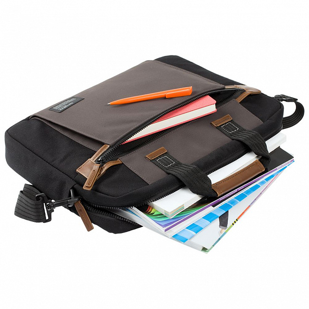 Сумка для ноутбука Sideways Laptop Bag, черная с серым с логотипом в Белгороде заказать по выгодной цене в кибермаркете AvroraStore