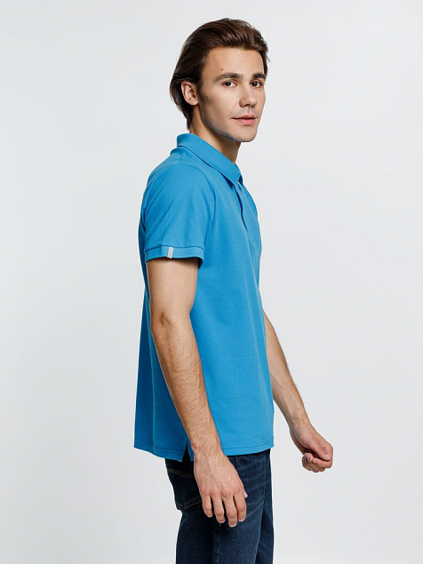 Рубашка поло мужская Virma Premium, бирюзовая с логотипом в Белгороде заказать по выгодной цене в кибермаркете AvroraStore