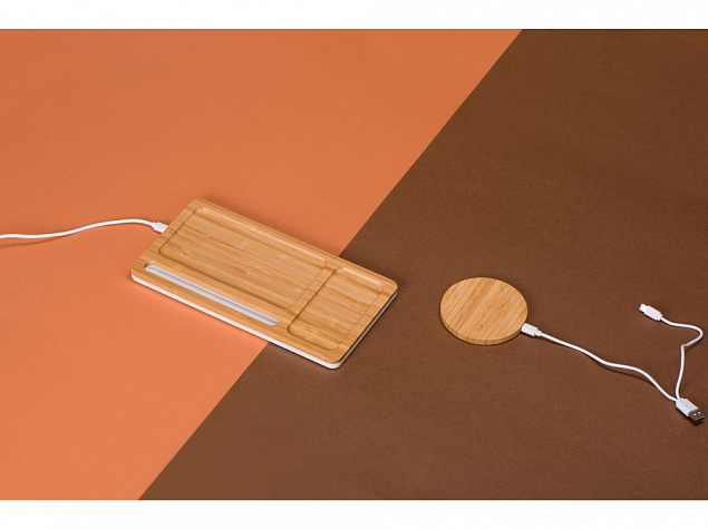 Беспроводное зарядное устройство-органайзер из бамбука Timber с логотипом в Белгороде заказать по выгодной цене в кибермаркете AvroraStore