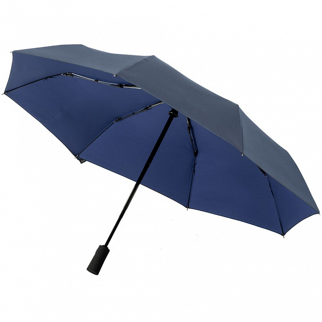 Складной зонт doubleDub, синий с логотипом в Белгороде заказать по выгодной цене в кибермаркете AvroraStore