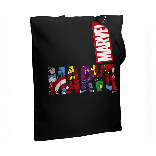 Холщовая сумка Marvel Avengers, черная с логотипом в Белгороде заказать по выгодной цене в кибермаркете AvroraStore