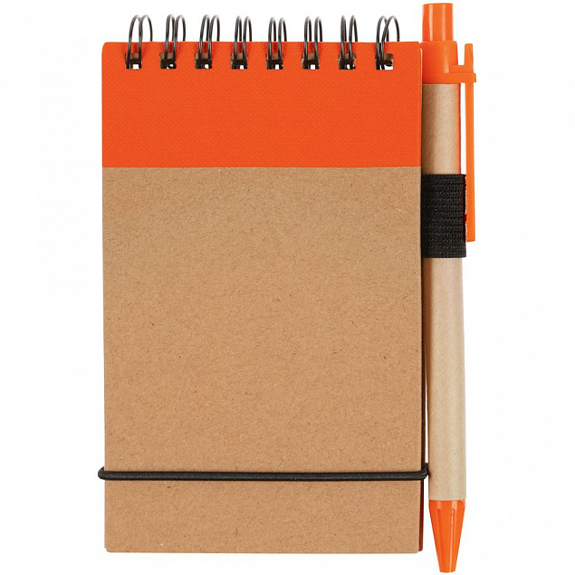 Блокнот на кольцах Eco Note с ручкой, темно-оранжевый с логотипом в Белгороде заказать по выгодной цене в кибермаркете AvroraStore