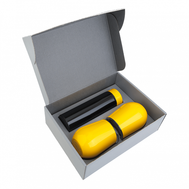 Набор Hot Box Duo C2B grey (черный с желтым) с логотипом в Белгороде заказать по выгодной цене в кибермаркете AvroraStore