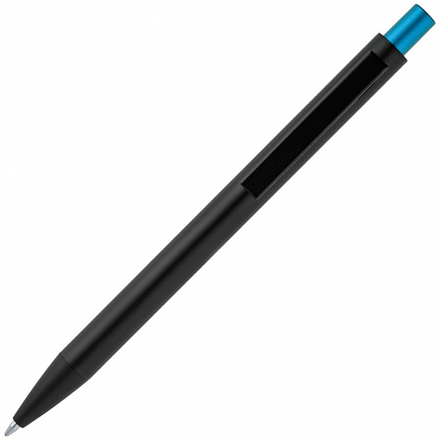Ручка шариковая Chromatic, черная с голубым с логотипом в Белгороде заказать по выгодной цене в кибермаркете AvroraStore