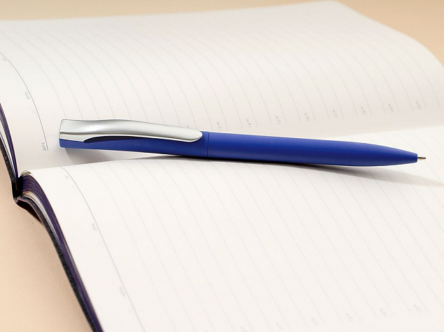 Ручка шариковая Pin Soft Touch, синяя с логотипом в Белгороде заказать по выгодной цене в кибермаркете AvroraStore
