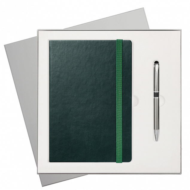 Подарочный набор Portland Btobook, зеленый (ежедневник, ручка) с логотипом в Белгороде заказать по выгодной цене в кибермаркете AvroraStore